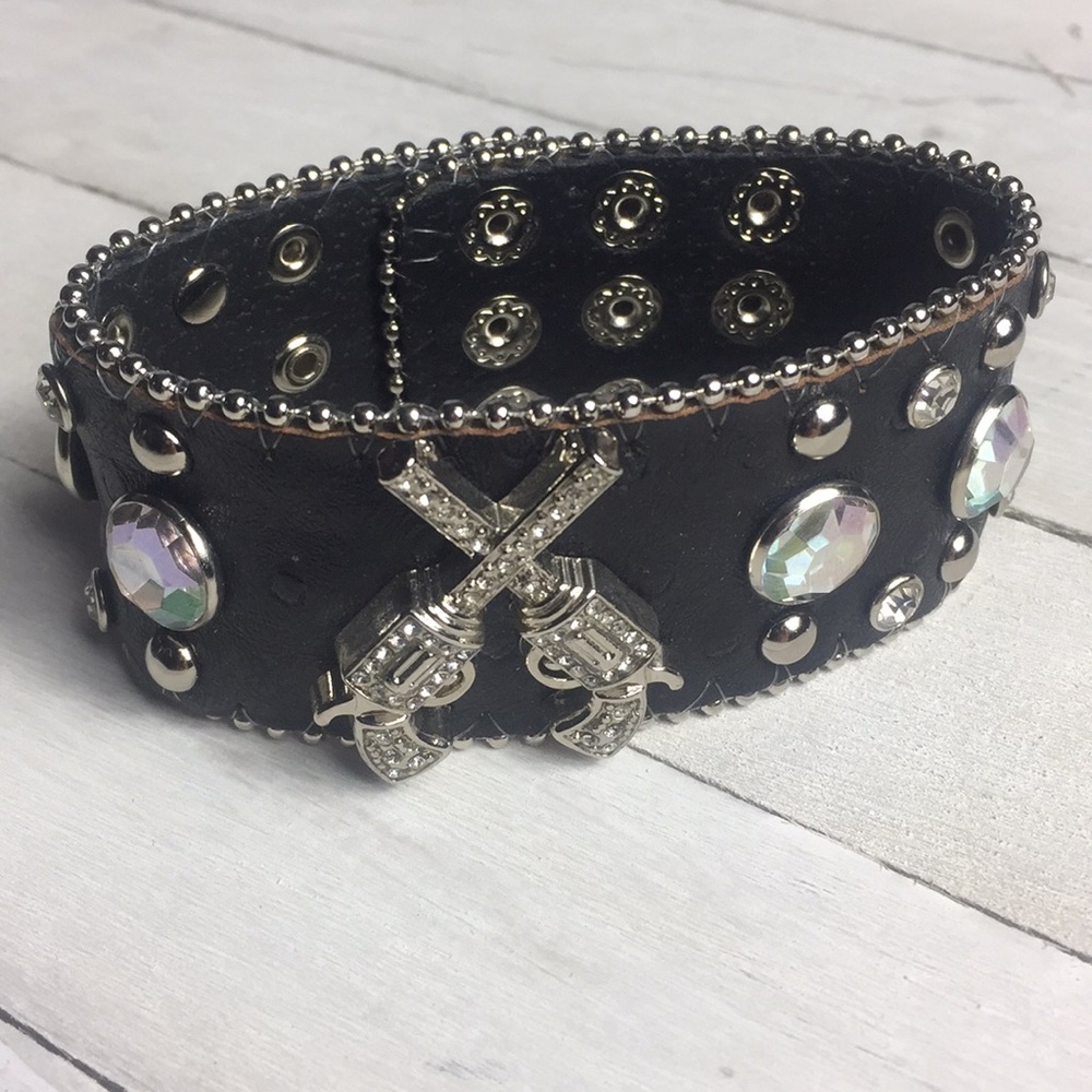 Western Style Bracelet- Black and Rhinestones
